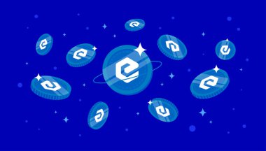 eCash (XEC) gökyüzünden para yağıyor. XEC kripto para birimi konsept afiş arkaplanı.