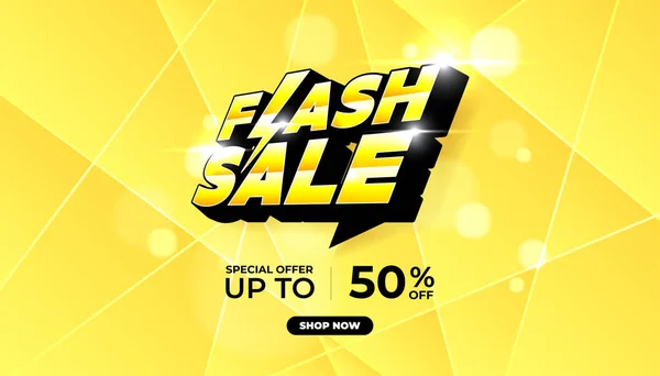 Flash Sale Banner Compras Fundo Amarelo Flash Sale Design Modelo — Vetor de Stock