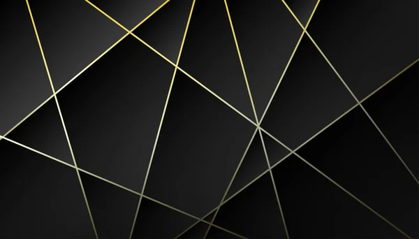 Абстрактная Полигональная Золотая Линия Класса Люкс Темным Фоном — стоковый вектор