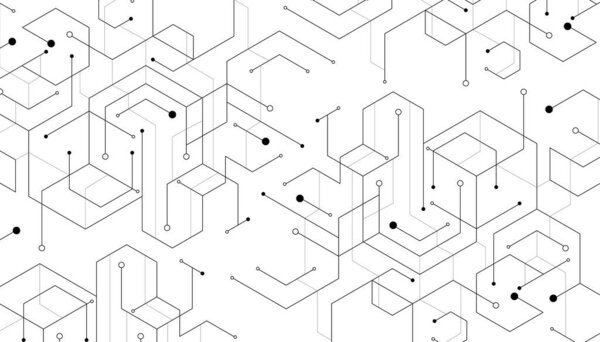 Abstract geometric dots connection on white background. Abstract hexagon technology connect for concept design. 