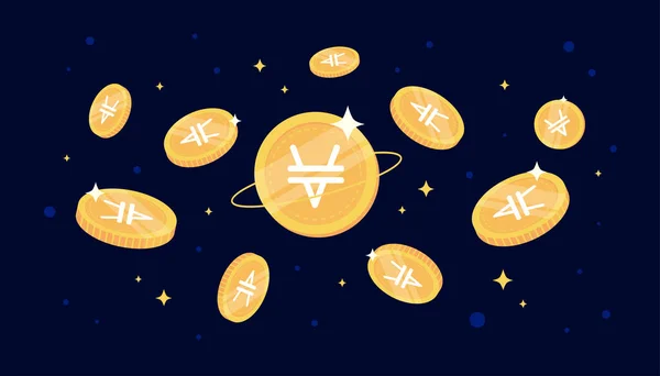 Venus Xvs Coins Falling Sky Xvs Cryptocurrency Concept Banner Background — Stockvector