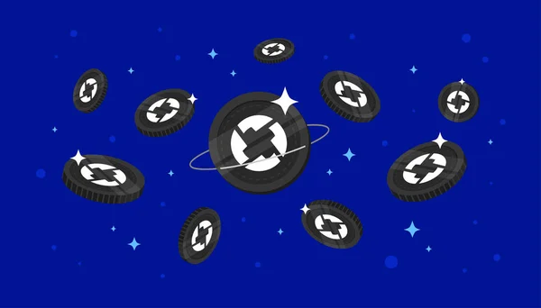 Zrx Coins Falling Sky Zrx Cryptocurrency Concept Banner Background — Vector de stock