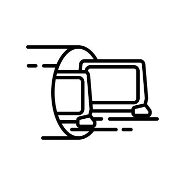 Electric automated delivery truck icon. Underground freight transport system.