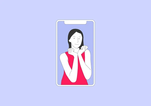 Cute Woman Posing Video Mobile Screen — Vettoriale Stock