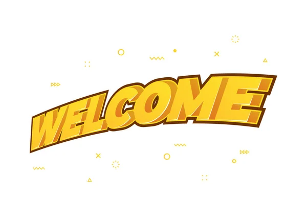 Welcome Text Memphis Geometric Style Text Welcome White Background Lettering — Vetor de Stock