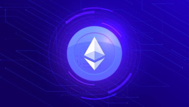 Ethereum (ETH) bayrağı. ETH para kripto para kavramı pankart arkaplanı.