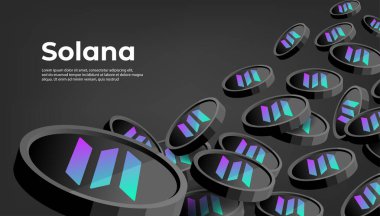 Solana (SOL) şifreleme konsepti pankart arkaplanı.