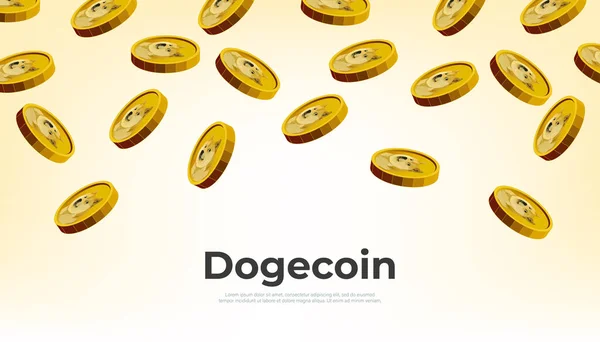Dogecoin Doge Mynt Faller Från Himlen Doge Cryptocurrency Koncept Banner — Stock vektor
