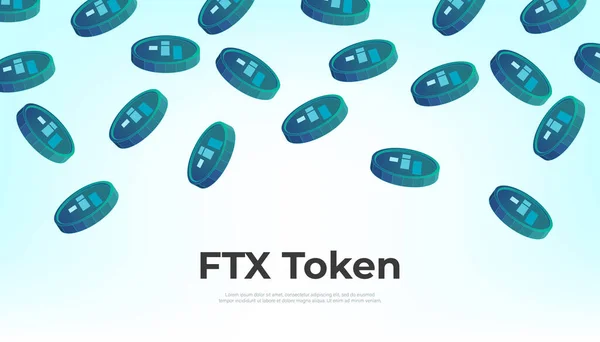 Ftx Token Ftt Moeda Caindo Céu Ftt Criptomoeda Conceito Banner — Vetor de Stock