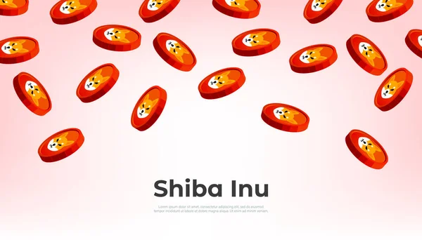 Shiba Inu Shib Монета Падає Неба Shib Crypcurrency Concept Banner — стоковий вектор