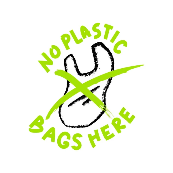 Пластиковый Пакет Зеленым Запрещающим Знаком Пластиковый Пакет Изолировать Белом Фоне — стоковый вектор