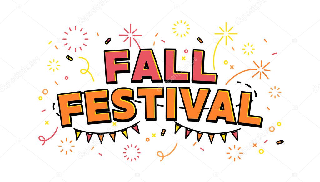 Fall festival banner template. Advertising design for social network vector.