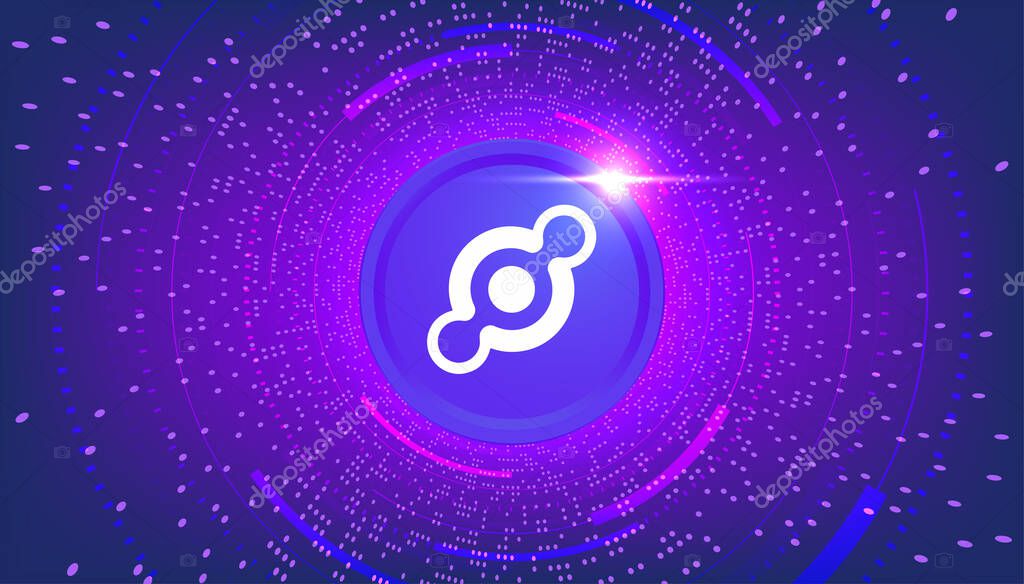 Helium (HNT) coin banner. HNT coin cryptocurrency concept banner background.