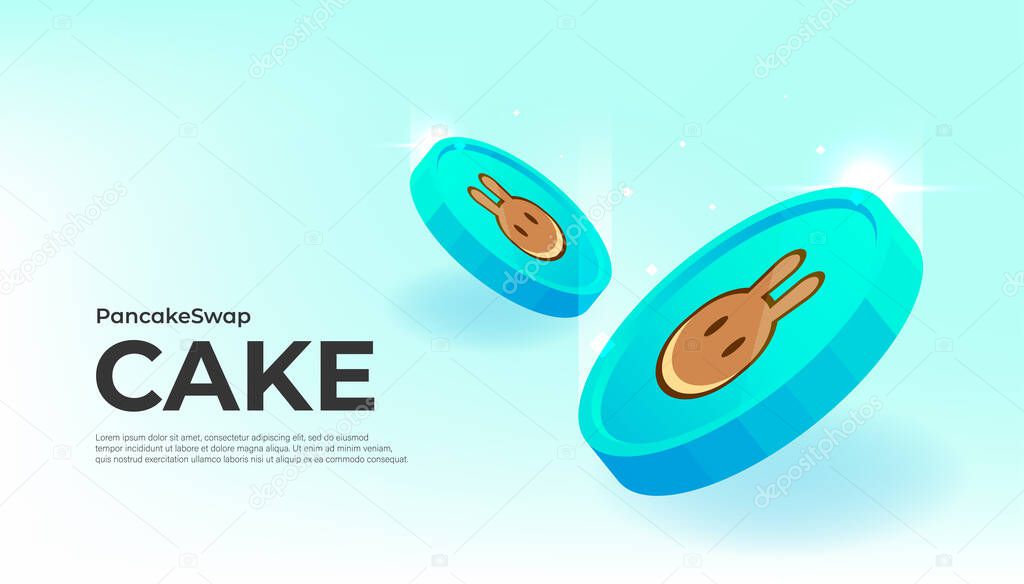 PancakeSwap (CAKE) coin cryptocurrency concept banner background.