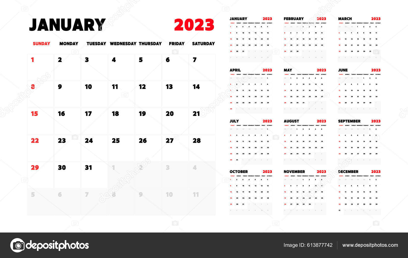 2023 calendar Vector Art Stock Images | Depositphotos