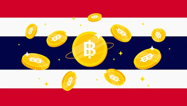 Digitala Baht Mynt Thailand Flagga Bakgrund Central Bank Digital Valuta — Stock vektor