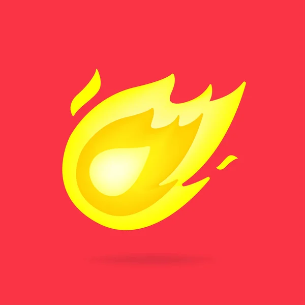 Yellow Hot Fire Ball Symbol Vector — Stock Vector