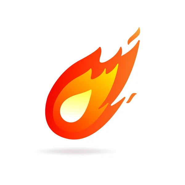 Red Hot Fire Ball Flame Heat Spicy Food Symbol Flat — Stock Vector