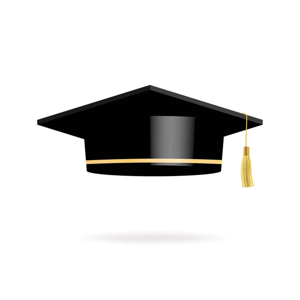 Graduate College Middelbare School Universitaire Cap Geïsoleerd Witte Achtergrond Vector — Stockvector