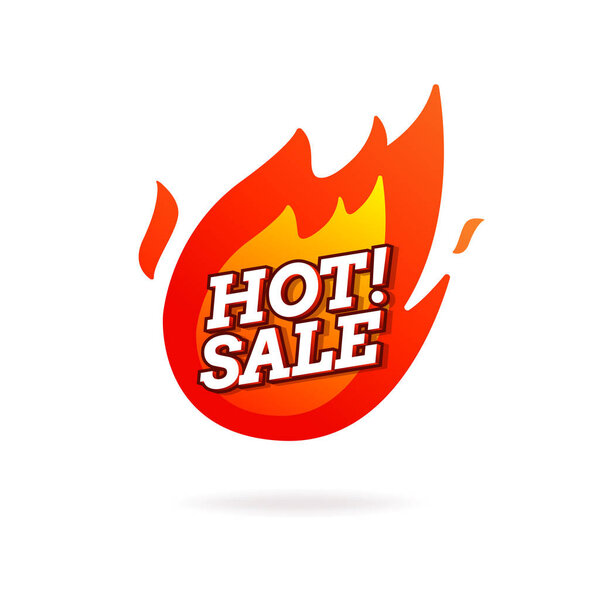 Hot sale flaming label. Sale promotion banner vector.