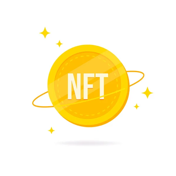 Nft Münze Non Fungible Token Nft Goldene Münze Symbol Vektor — Stockvektor