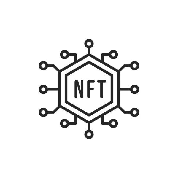 Ícone Linha Tecnologia Nft Vetor Símbolo Token Não Fungível — Vetor de Stock