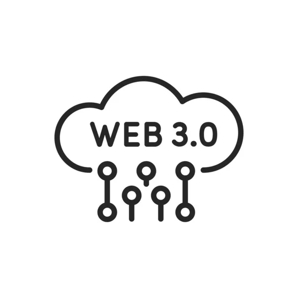 Icona Della Linea Web Con Simbolo Cloud Isolato Sfondo Bianco — Vettoriale Stock