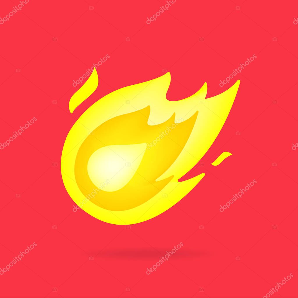 Yellow hot fire ball 3d symbol vector.