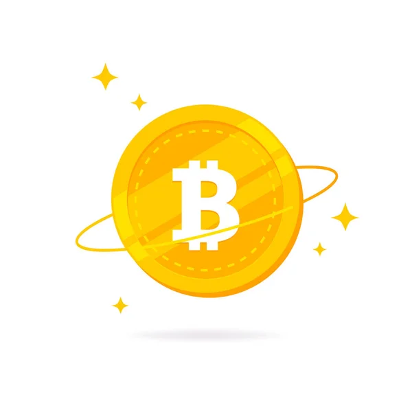 Icono Plano Bitcoin Btc Aislado Sobre Fondo Blanco — Vector de stock