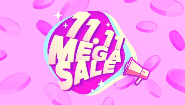 Mega Ημέρα Αγορών Πώληση Megaphone Banner Πρότυπο Σχεδιασμού Για Μέσα — Διανυσματικό Αρχείο