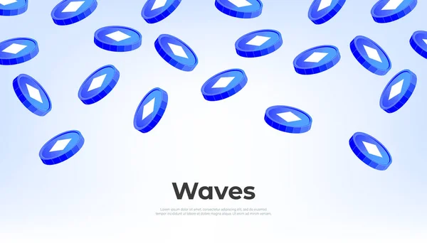 Waves Монеты Падают Неба Предыстория Концепции Криптовалюты Waves — стоковый вектор