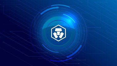 Cronos (CRO) para kripto para birimi konsept pankart arkaplanı.