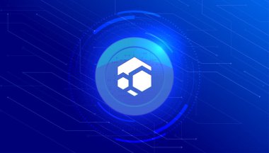 Flux coin cryptocurrency concept banner background.