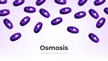 Gökten düşen Osmosis (OSMO) madeni para. OSMO kripto para birimi konsept afiş arkaplanı.
