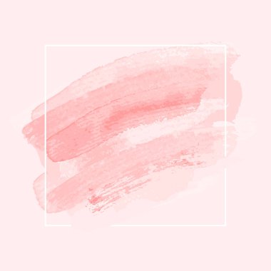 Kare çerçeve çizimi üzerine desenli fırça boyalı suluboya arkaplan. Soyut sanat tasarımı akrilik vuruş arkaplanı. vektör