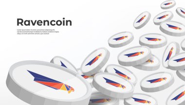 Ravencoin (RVN) şifreleme konsepti pankart arkaplanı.