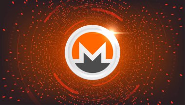 Monero (XMR) para şifreli para birimi konsepti pankart arkaplanı.