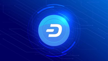 Dash bozuk para kripto para kavramı pankart arkaplanı.