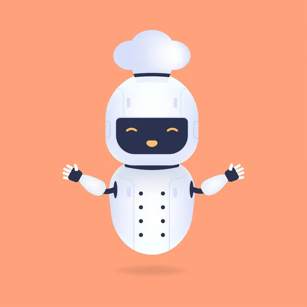 ホワイトフレンドリーなシェフロボット 料理ロボット 人工知能コンセプト — ストックベクタ