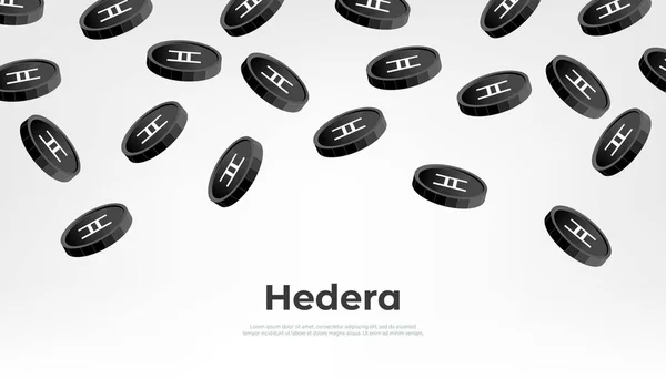 Hedera Hbar 硬币从天而降 Hbar加密货币概念横幅背景 — 图库矢量图片