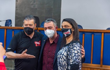 Santa Maria SC Brezilya. 10.09.2021. İşçi Partisi Bölgesel Kongresi - PT. Eyalet valiliği için aday Edegar Preto kongresi başlatılıyor. Brezilya 'da 2022 Seçim.