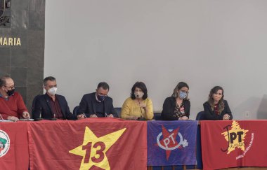 Santa Maria SC Brezilya. 10/08/2021. İşçi Partisi 'nin siyasi bağlantısının bölgesel etkinliği. Kadınların güçlenmesi. Brezilya 'da 2022 seçim ön gösterimi. Demokrasi kuralları. Parti üyeliği.