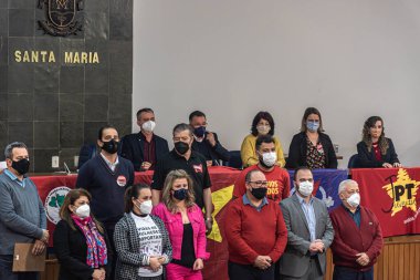 Santa Maria SC Brezilya. 10/08/2021. İşçi Partisi 'nin siyasi bağlantısının bölgesel etkinliği. Kadınların güçlenmesi. Brezilya 'da 2022 seçim ön gösterimi. Demokrasi kuralları. Parti üyeliği.