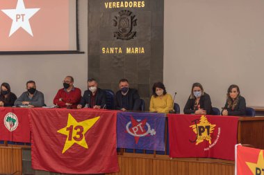 Santa Maria SC Brezilya. 10/08/2021. İşçi Partisi 'nin siyasi bağlantısının bölgesel etkinliği. Kadınların güçlenmesi. Brezilya 'da 2022 seçim ön gösterimi. Demokrasi kuralları. Parti üyeliği.