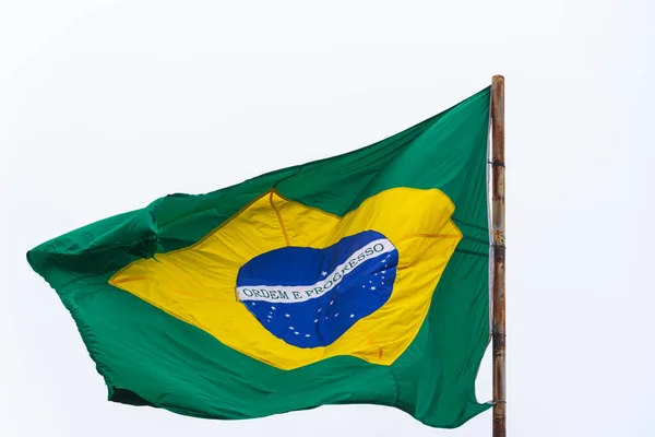 Σημαία Της Ομοσπονδιακής Δημοκρατίας Της Βραζιλίας Βραζιλιάνικη Σημαία Εθνικό Σύμβολο — Φωτογραφία Αρχείου