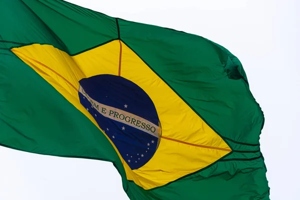Σημαία Της Ομοσπονδιακής Δημοκρατίας Της Βραζιλίας Βραζιλιάνικη Σημαία Εθνικό Σύμβολο — Φωτογραφία Αρχείου