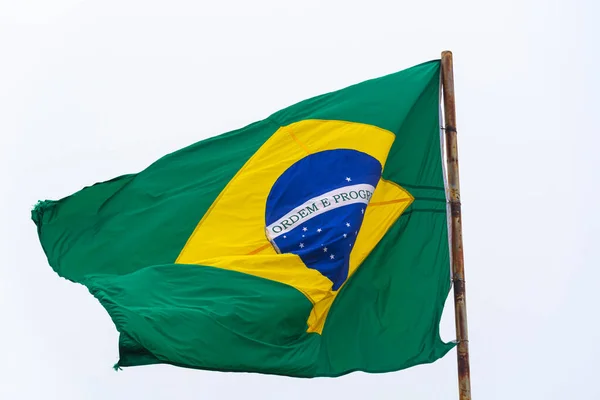 Flaga Republiki Federacyjnej Brazylii Brazylijska Oficjalna Flaga Symbol Narodowy Zielona Obraz Stockowy