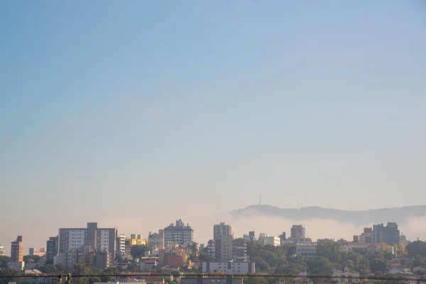 Αυγή Ομίχλη Στην Πόλη Της Santa Maria Βραζιλία Αστική Πόλη — Φωτογραφία Αρχείου