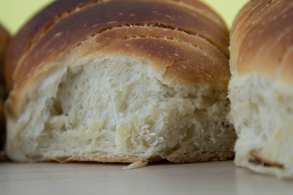 Pão Trigo Feito Mão Pão Casa Alimentos Comuns Feitos Com — Fotografia de Stock