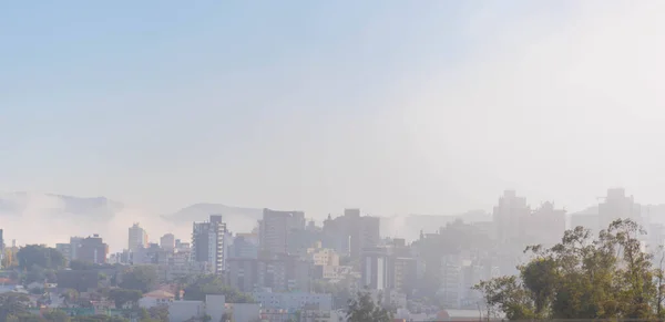 Αυγή Ομίχλη Στην Πόλη Της Santa Maria Βραζιλία Αστική Πόλη — Φωτογραφία Αρχείου